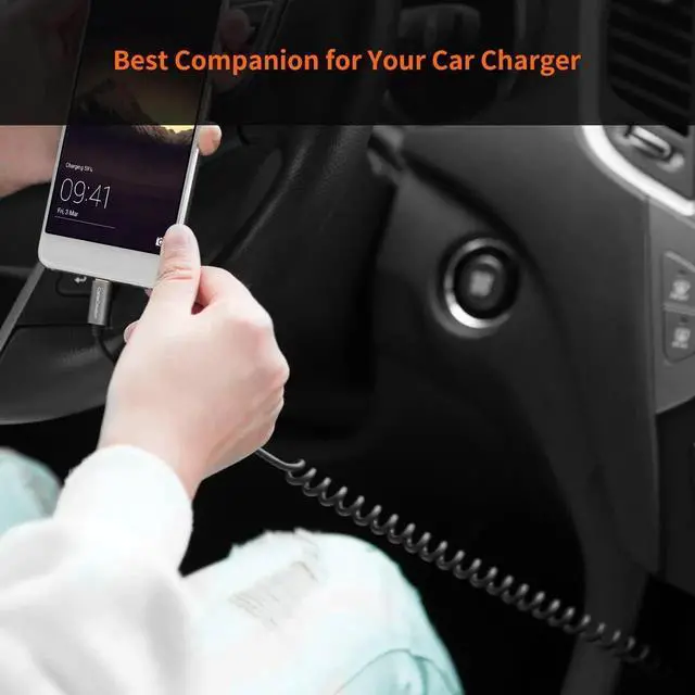 Alt view image 5 of 7 - JAENFONG Coiled USB to Micro USB Cable 0.56ft to 4ft, USB 2.0 A to Micro USB Charging Data Cord Works for Android Smartphone, Tablet, Wall, Raspberry Pi Zero and Car Charger, Space Gray