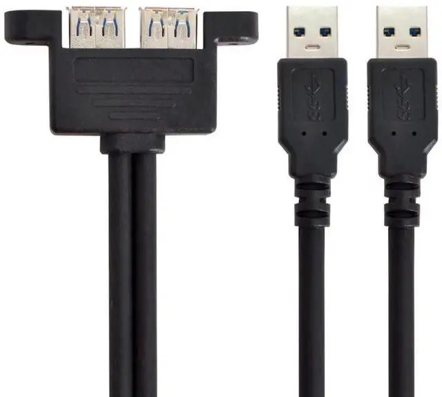 Alt view image 6 of 7 - JAENFONG USB 3.0 Front Panel Header 2 Male to 2 USB 3.0 Female Panel Port Extension Cable 0.5M with Panel Mount Holes