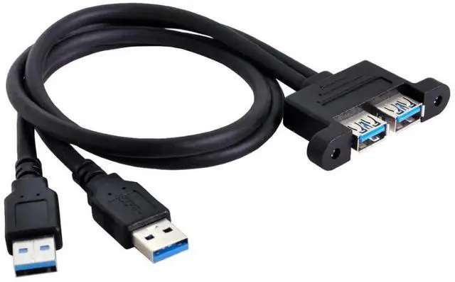 Alt view image 5 of 7 - JAENFONG USB 3.0 Front Panel Header 2 Male to 2 USB 3.0 Female Panel Port Extension Cable 0.5M with Panel Mount Holes