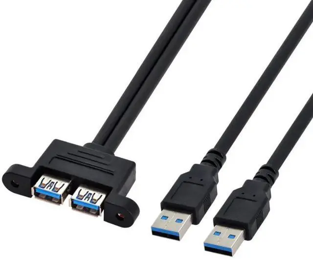 Alt view image 7 of 7 - JAENFONG USB 3.0 Front Panel Header 2 Male to 2 USB 3.0 Female Panel Port Extension Cable 0.5M with Panel Mount Holes