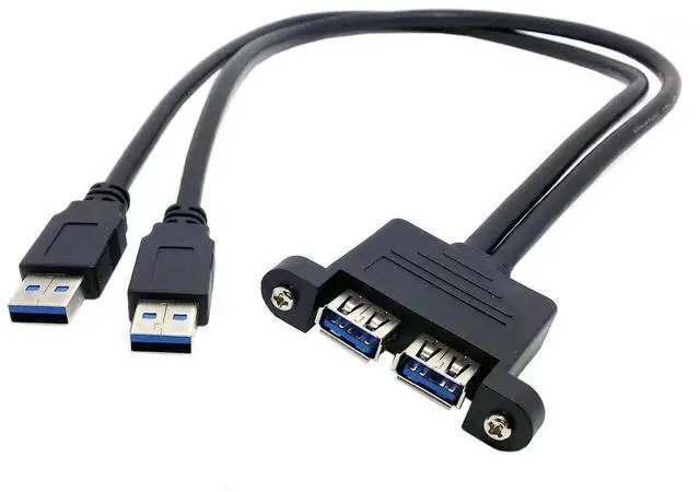 Alt view image 2 of 7 - JAENFONG USB 3.0 Front Panel Header 2 Male to 2 USB 3.0 Female Panel Port Extension Cable 0.5M with Panel Mount Holes