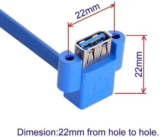 Alt view image 3 of 7 - JAENFONG USB 3.0 Front Panel Header 19/20Pin 1 Male to 2 USB 3.0 Female 90 Degree Angled Panel Port Extension Cable 0.5M with Panel Mount Holes