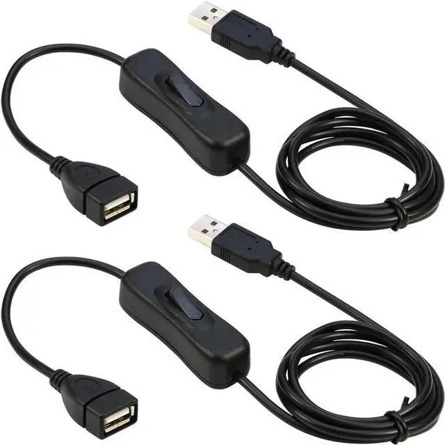 Main image of JAENFONG USB Extension Cable With ON/OFF Switch - Male to Female Support (Data and Power) for Headset, LED Strips [3.3ft, 2-Pack]