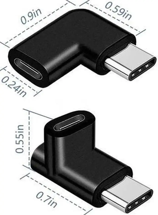 Alt view image 3 of 7 - JAENFONG USB C Adapter 90 Degree Male to Female Type C Adapter Angled Right & Left and Up & Down Extension Connector (2Pack)