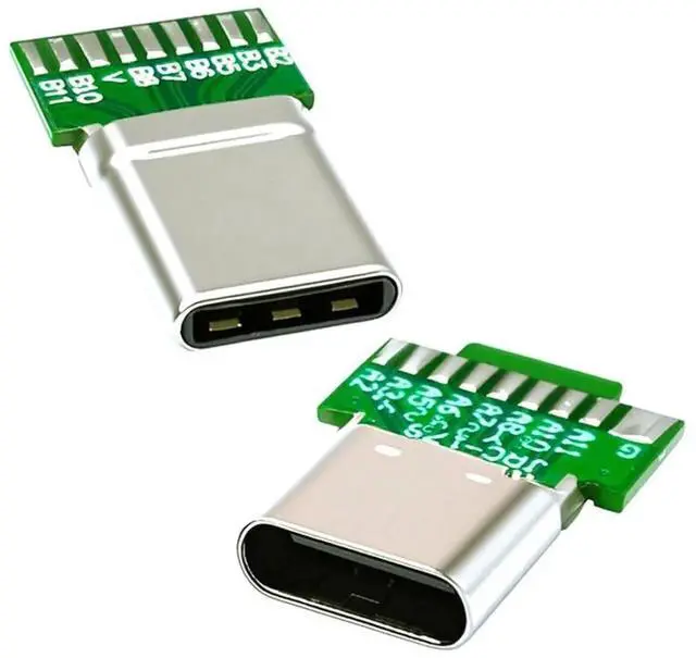 Main image of JAENFONG 2 Pack USB C DIY Connector, USB 3.1 Type C PD 65W 18Pin Male Plug Female Socket Port Repair Replacement Solder Adapter with PCB Board