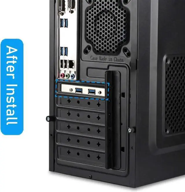 Alt view image 5 of 6 - JAENFONG 2 Ports USB 3.0 Female Back Panel to MB 20pin Header Connector Cable Adapter with PCI Slot Plate Bracket 1.5ft