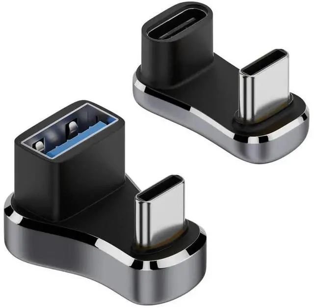 Main image of JAENFONG  USB-C Adapter USB3.0 Type C Male to Female & OTG Power Data Adapter Opposite U Shape Back Angled Compatible with Deck