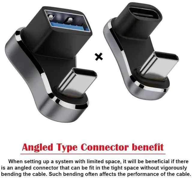 Alt view image 5 of 7 - JAENFONG  USB-C Adapter USB3.0 Type C Male to Female & OTG Power Data Adapter Opposite U Shape Back Angled Compatible with Deck
