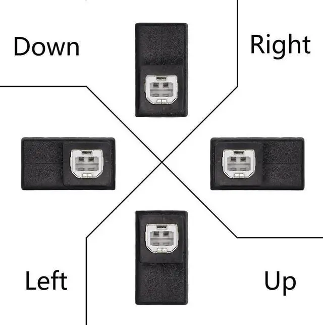 Alt view image 5 of 6 - JAENFONG USB 2.0 Type-B Printer Adapter, 2 Pack 90 Degrees USB 2.0 B Male to Type-B Female Adapter for Printer, Scanner, Mobile HDD and More