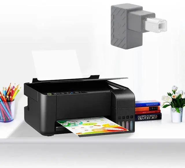 Alt view image 4 of 6 - JAENFONG USB 2.0 Type-B Printer Adapter, 2 Pack 90 Degrees USB 2.0 B Male to Type-B Female Adapter for Printer, Scanner, Mobile HDD and More