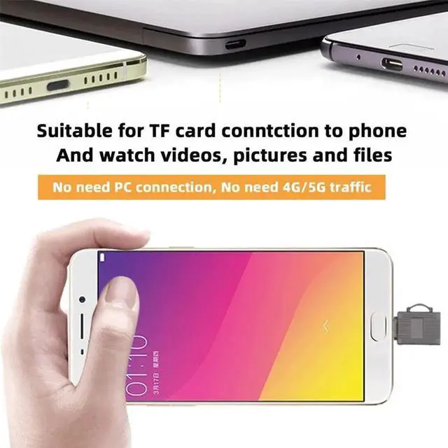 Alt view image 4 of 7 - JAENFONG 5Gbps USB 3.0 Type C USB-C to Micro SD SDXC TF Card Reader Adapter for Laptop Tablet Phone