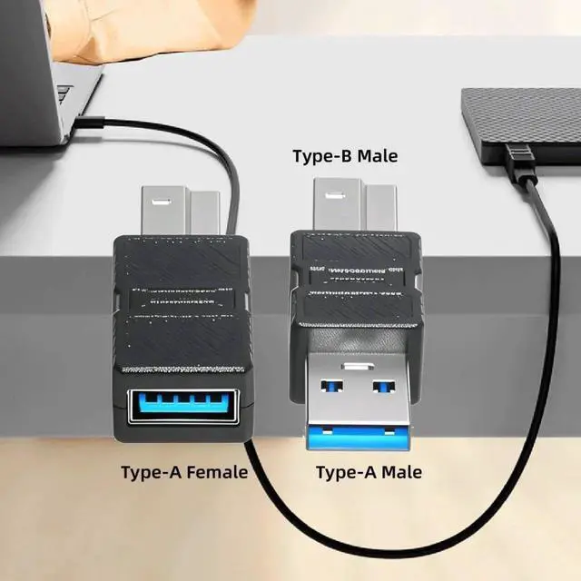 Alt view image 4 of 7 - JAENFONG  2 Pack USB 3.0 Type A Male/Female to USB 3.0 Type B Male Adapter for Printer,Hard Disk,Camera