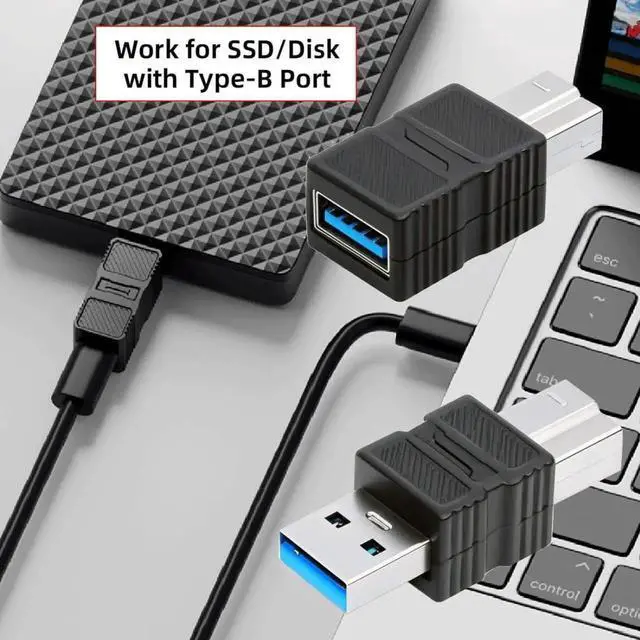 Alt view image 7 of 7 - JAENFONG  2 Pack USB 3.0 Type A Male/Female to USB 3.0 Type B Male Adapter for Printer,Hard Disk,Camera