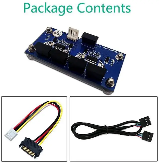 Alt view image 2 of 6 - JAENFONG 9pin USB Header Male 1 to 4 USB 2.0 Male Extension Cable Card Motherboard 9pin Header + SATA Power Magnetic Base for Desktop