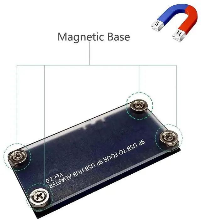 Alt view image 4 of 6 - JAENFONG 9pin USB Header Male 1 to 4 USB 2.0 Male Extension Cable Card Motherboard 9pin Header + SATA Power Magnetic Base for Desktop