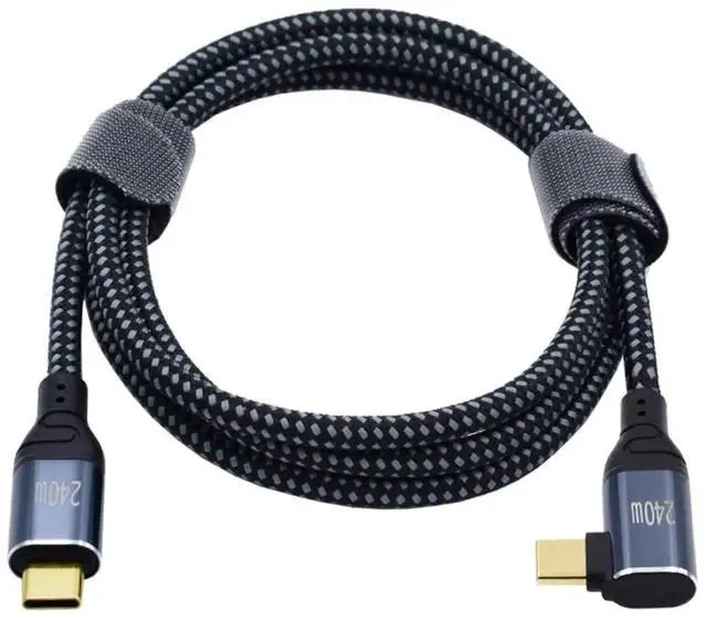 Alt view image 4 of 6 - JAENFONG USB C to USB C 240W Cable 480Mbps 48V 5A 90 Degree Right Angled Compatible with USB2.0 100W Charging 3.0M