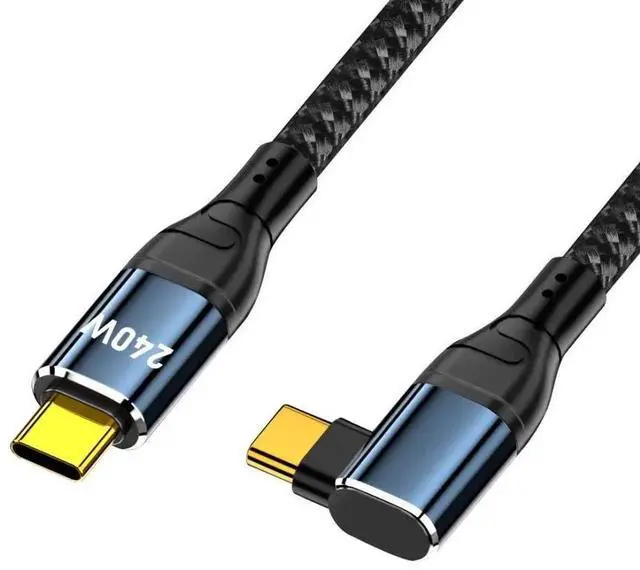 Main image of JAENFONG USB C to USB C 240W Cable 480Mbps 48V 5A 90 Degree Right Angled Compatible with USB2.0 100W Charging 3.0M