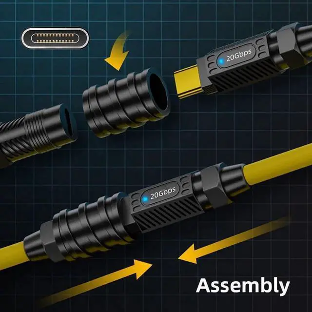 Alt view image 5 of 7 - JAENFONG USB4 USB-C Extension Cable 20Gbps 140W 8K 5K 4K@60Hz USB4.0 Compatible with Thunderbolt3/4 1.0M