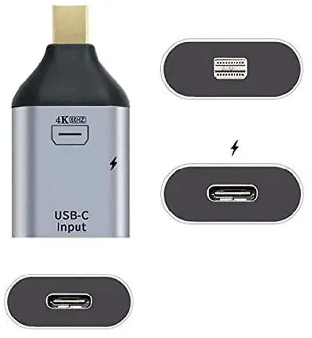 Alt view image 7 of 7 - JAENFONG USB-C Type C Female Source to Mini Displayport DP Sink HDTV & PD Power Adapter 4K 60hz 1080p for Phone & Laptop