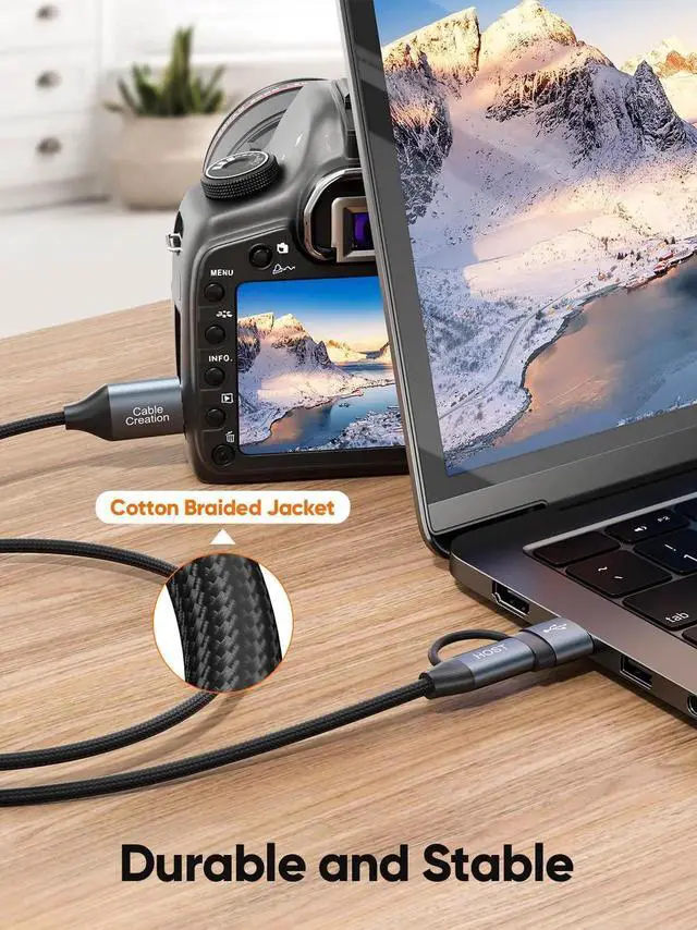 Alt view image 3 of 7 - JAENFONG USB C Hard Drive Cable 3FT, 5Gbps USB A/C to Micro B, USB 3.0 Cable Compatible with iPhone 15 Plus/15 Pro Max, WD, External Hard Drive, and Camera, Grey