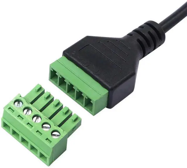 Alt view image 7 of 7 - JAENFONG 1ft USB Type A 2.0 Male to 5 Pins Screw Terminal Female Solderless Charging and Data Transfer Converter Adapter Extension Cord