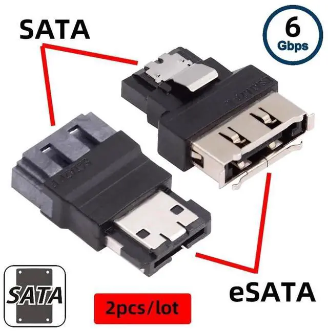 Alt view image 3 of 7 - JAENFONG 2pcs/lot 7Pin SATA to ESATA Male to Female & External ESATA to SATA Adapter Extender for SSD Disk