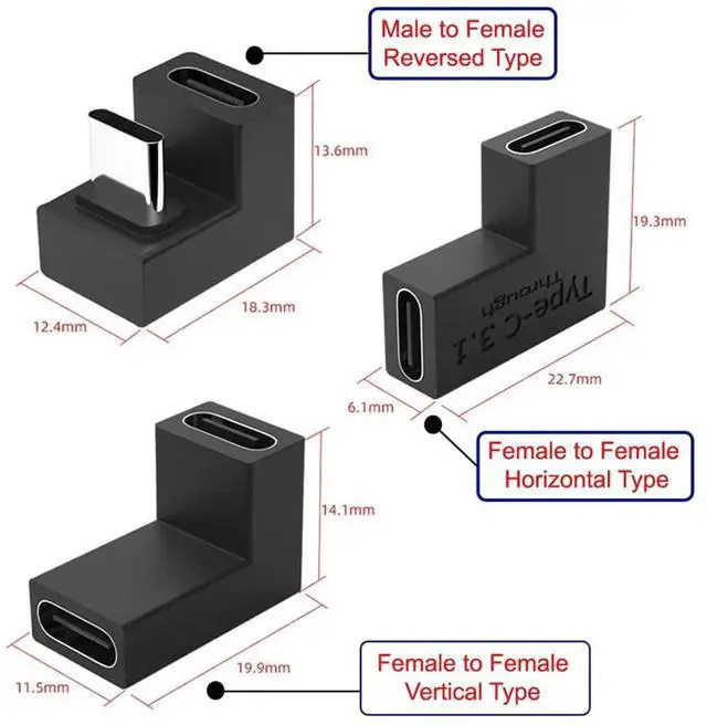 Alt view image 6 of 7 - JAENFONG 3pcs/lot USB 3.1 Type C Male Female to USB-C Female Power Data 10Gbps Adapter for NS Switch & Phone