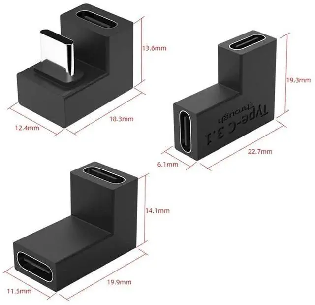 Alt view image 4 of 7 - JAENFONG 3pcs/lot USB 3.1 Type C Male Female to USB-C Female Power Data 10Gbps Adapter for NS Switch & Phone