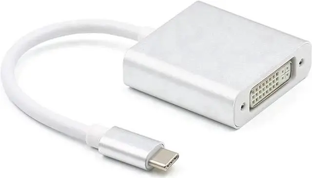 Alt view image 4 of 4 - JAENFONG USB C TO DVI-D Adapter - USB 3.1 Type C (USB-C) to DVI 1920x1080p Adapter (Thunderbolt 3), DP Alt Mode Converter w/ Aluminium Case for 2017 MacBook Pro/Yoga 920 - Silver