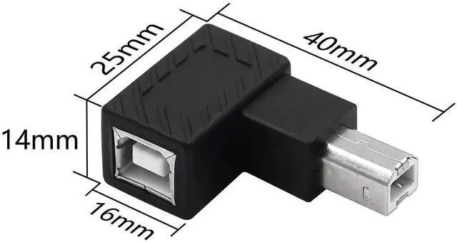Alt view image 4 of 6 - JAENFONG USB 2.0 Type-B Male to Female Printer Adapter, 2 Pack, 90 Degree, 480 Mbps, Plug & Play, Compatible with PC, USB 2.0, Right Anglez