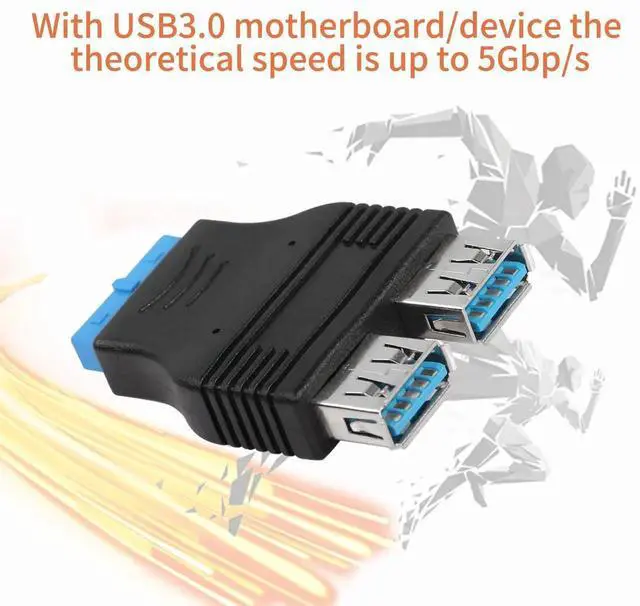 Alt view image 3 of 6 - JAENFONG 19Pin to USB3.0 A Adapter, Dual USB 3.0 A Female Ports Motherboard Flat Adapter, 2-Pack