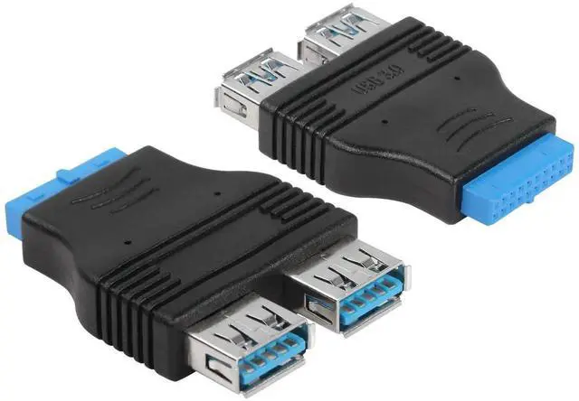 Main image of JAENFONG 19Pin to USB3.0 A Adapter, Dual USB 3.0 A Female Ports Motherboard Flat Adapter, 2-Pack