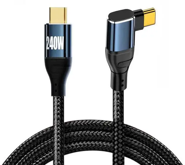 Alt view image 6 of 7 - JAENFONG Cable USB-C 240W Type-C Male to Male Cable Left Right Angled Connector 48V 5A Compatible with USB2.0 480Mbps 100W Charging for Laptop Tablet Phone 2M