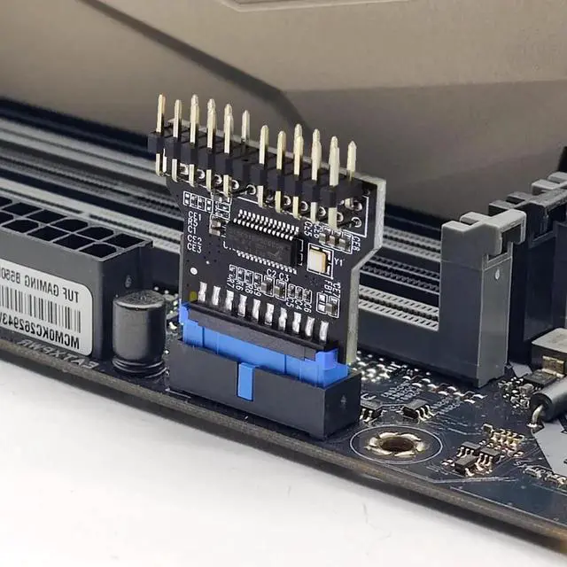 Alt view image 5 of 7 - JAENFONG Motherboard 19pin USB 3.0 Header 1 to 2 USB2.0 9Pin Female Extension HUB Connector Adapter Port Multilier