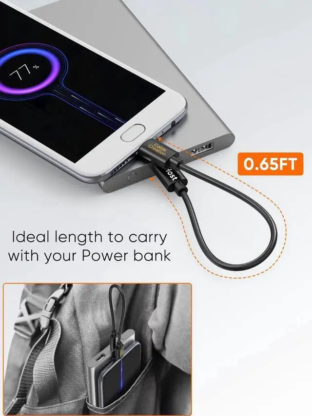 Alt view image 2 of 7 - JAENFONG Short Micro USB to USB C Cable 0.65 FT, 2-Pack OTG 480Mbps Type C to MicroUSB Cord Compatible with MacBook Pro Air Galaxy S22 Pixel 5 & More, 0.2M Black