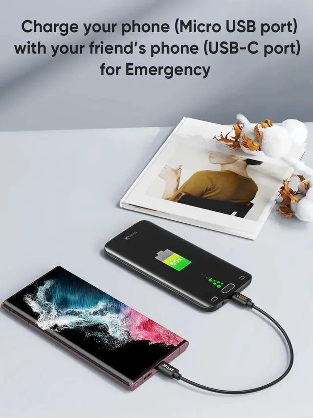 Alt view image 7 of 7 - JAENFONG Short Micro USB to USB C Cable 0.65 FT, 2-Pack OTG 480Mbps Type C to MicroUSB Cord Compatible with MacBook Pro Air Galaxy S22 Pixel 5 & More, 0.2M Black