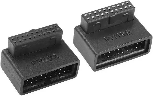 Main image of JAENFONG 2PCS USB 3.0 19/20 Pin 90 Degree Adapte USB 3.0 90 Degree Male to Female L Turn Right Angle Socket Motherboard Adapter(PH19A+PH19B)