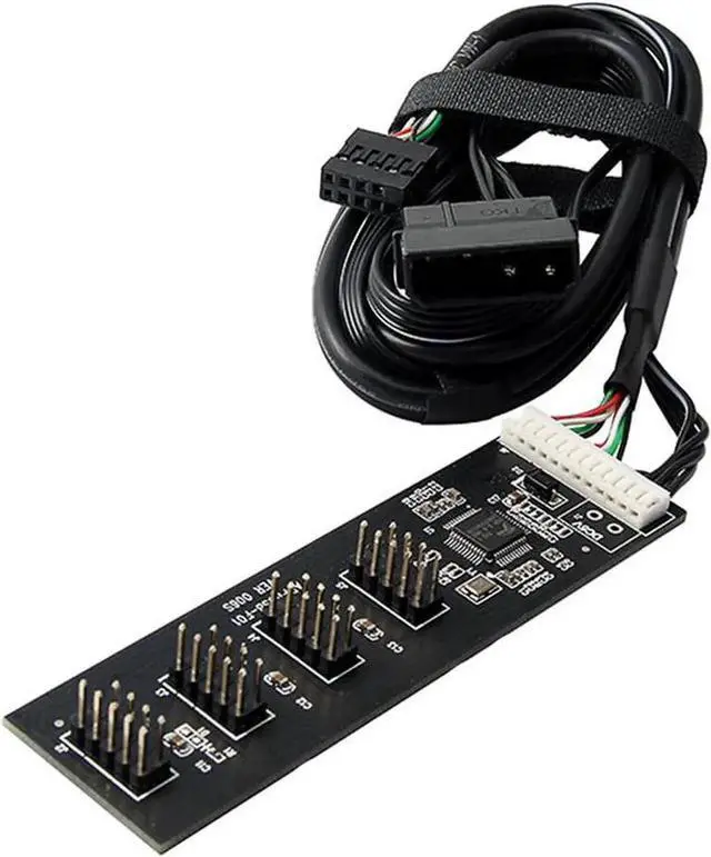 Main image of JAENFONG USB 9 Pin Motherboard Header Hub 4 Ports Splitter Adapter, USB 2.0 9Pin Header 1 to 4 Extension Converter Card - Molex Power,USB 9-Pin Internal Cable,1.64FT