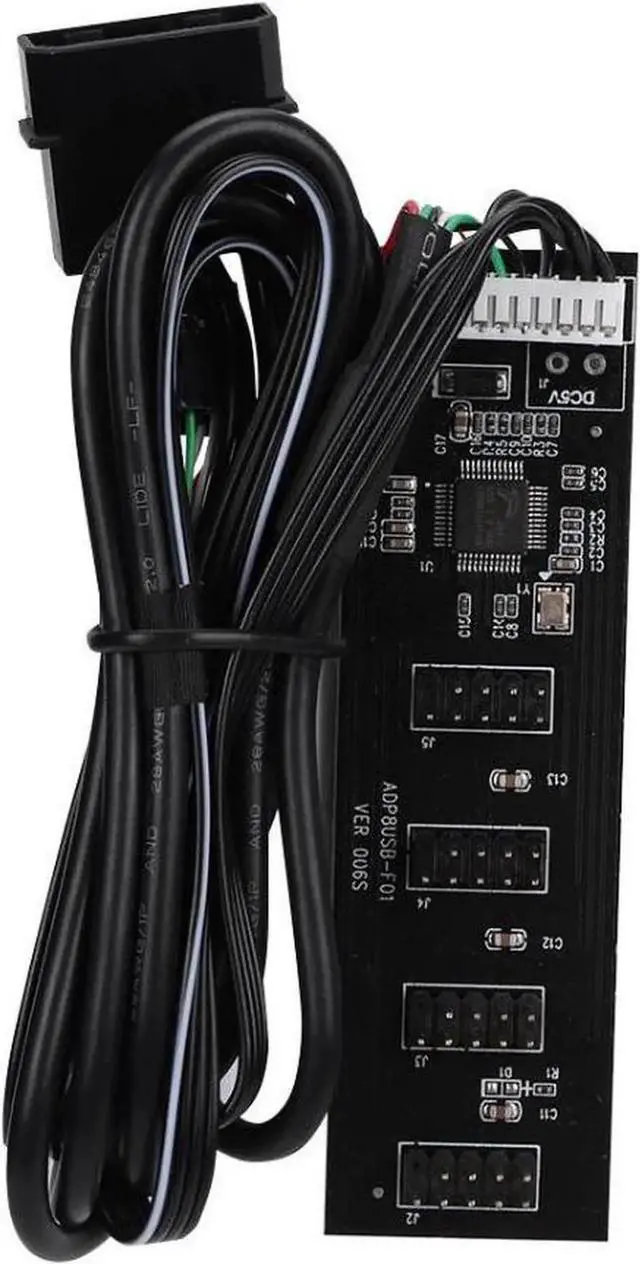 Alt view image 5 of 5 - JAENFONG USB 9 Pin Motherboard Header Hub 4 Ports Splitter Adapter, USB 2.0 9Pin Header 1 to 4 Extension Converter Card - Molex Power,USB 9-Pin Internal Cable,1.64FT