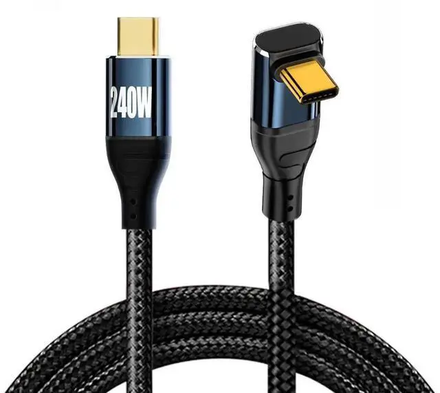 Alt view image 3 of 7 - JAENFONG Cable USB-C 240W Type-C Male to Male Cable Up Down Angled Connector 48V 5A Compatible with USB2.0 480Mbps 100W Charging for Laptop Tablet Phone 2M