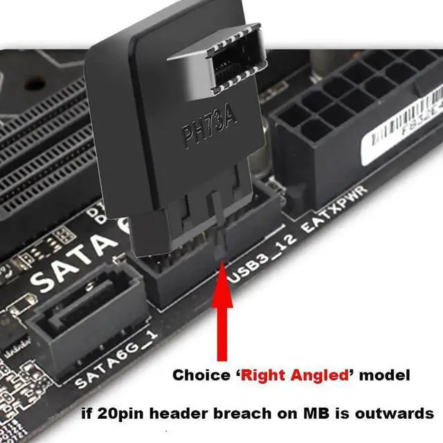 Alt view image 4 of 5 - JAENFONG USB 3.0 / 3.1 Gen 2 IDC 20Pin to USB 3.1/3.2 Type-E A-Key Motherboard Internal USB Header Adapter Converter for Type C Front Panel Chassis Bracket (Standard Type-90 degree)