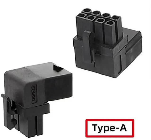 Alt view image 3 of 7 - JAENFONG 2pcs/lot 90 Degree Up Down Angled ATX 8P Male to Female Power Header Adapter for GPU Graphics Card