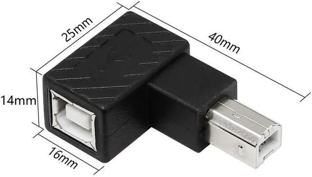 Alt view image 2 of 6 - JAENFONG USB 2.0 Type-B Printer Adapter, 2Pack 90 Degrees USB 2.0 B Male to Type-B Female Printer Adapter for Printer, Scanner, Mobile HDD and MoreLeft Angle+Right Angle