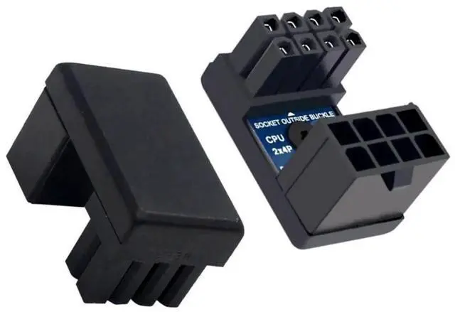 Alt view image 7 of 7 - JAENFONG 2 Pack ATX 8Pin EPS 12V 180 Degree Angled CPU Power Socket Inside Buckle Connector Adapter
