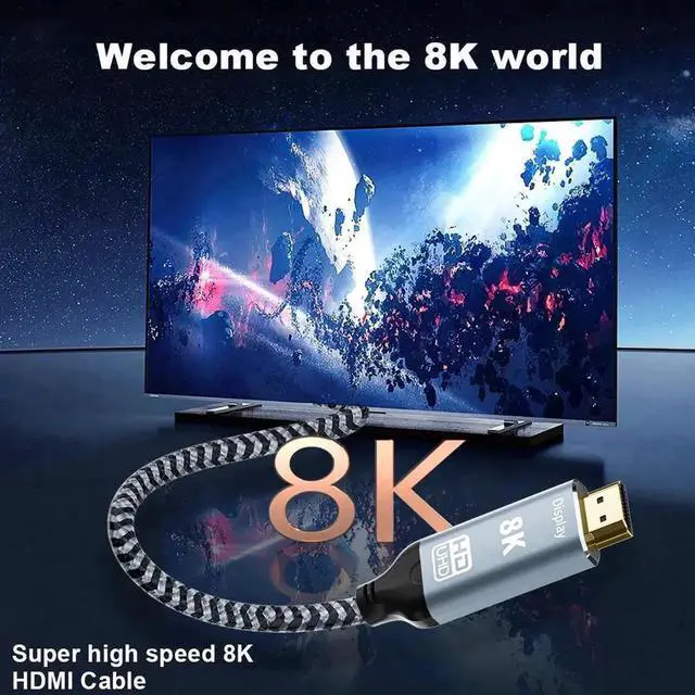 Alt view image 2 of 7 - JAENFONG USB C to HDMI 2.1 Cable 8K@60Hz 4K@240Hz 3.3FT Type C to HDMI Ultra High-Speed Cord Thunderbolt 4/3 HDR HDCP 2.3 Compatible with MacBook Pro/Air, iMac, iPad Pro, Galaxy S23