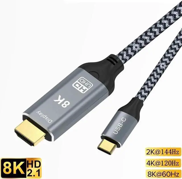 Main image of JAENFONG USB C to HDMI 2.1 Cable 8K@60Hz 4K@240Hz 3.3FT Type C to HDMI Ultra High-Speed Cord Thunderbolt 4/3 HDR HDCP 2.3 Compatible with MacBook Pro/Air, iMac, iPad Pro, Galaxy S23
