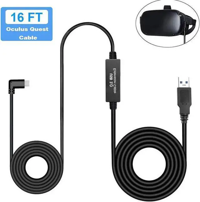 Main image of JAENFONG USB A 3.0 to USB C Type C Quest Link Cable 16ft, Oculus Link Cable with Signal Booster, Streaming VR Game & Fast Charging USB C Cable Compatible for Oculus Quest1/Quest2 Headset and Gaming PC