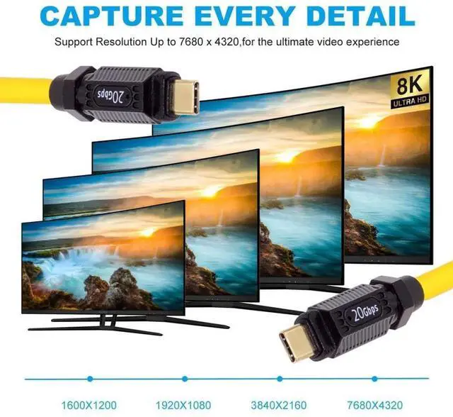 Alt view image 6 of 7 - JAENFONG USB C to C Stretch Coiled Extension Cable 20Gbps 140W 8K 5K 4K@60Hz USB4.0 Compatible with Thunderbolt3/4 1.8M