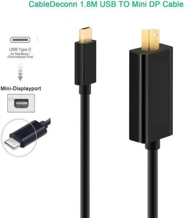 Alt view image 4 of 6 - JAENFONG Type-C USB 3.1 C Thunderbolt to Mini DisplayPort DP 4K Adapter Cable for Macbook