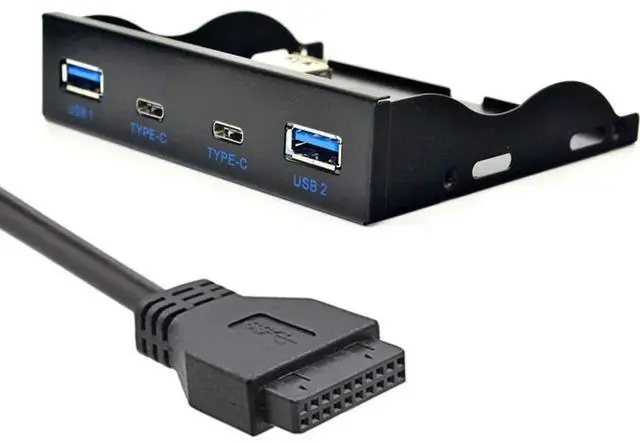Alt view image 7 of 7 - JAENFONG  USB-C & USB 3.0 HUB 4 Ports Front Panel to Motherboard 20Pin Connector Cable for 3.5" Floppy Bay